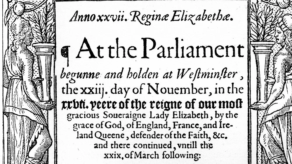 Statuts de 1585, montrant le titre 'At the Parliament'