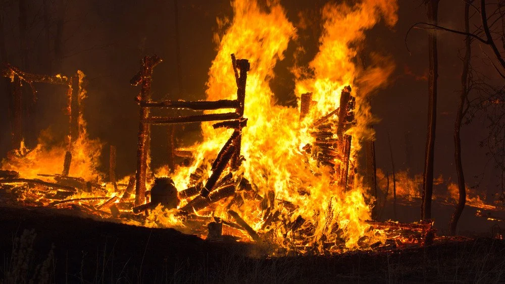 La maison des Sodder en feu la nuit de Noël 1945