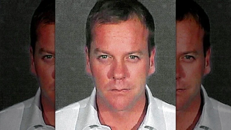 Kiefer Sutherland looking intense in mugshot