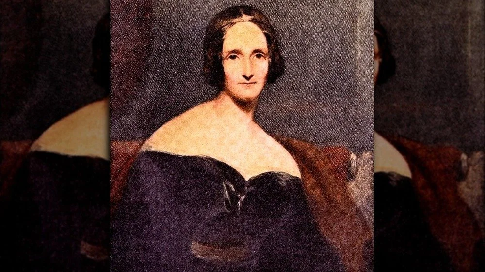 Portrait de Mary Shelley, auteure de Frankenstein, portant une robe violette