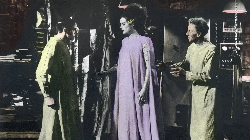 Colin Clive, Elsa Lanchester, et Ernest Thesiger dans le laboratoire