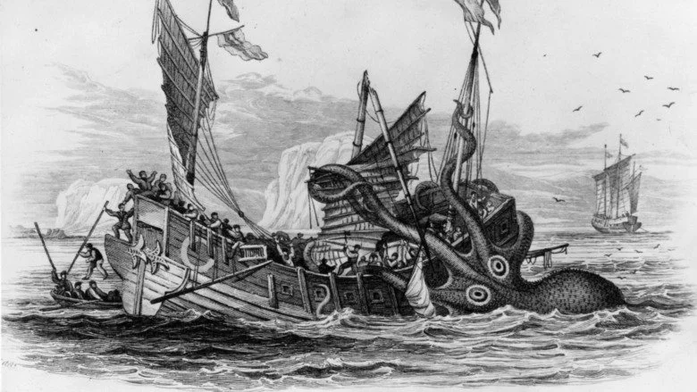 Monstre marin attaquant un navire
