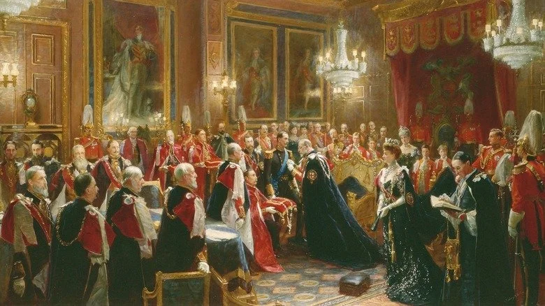 Peinture de l'investiture de l'ordre de la Jarretière