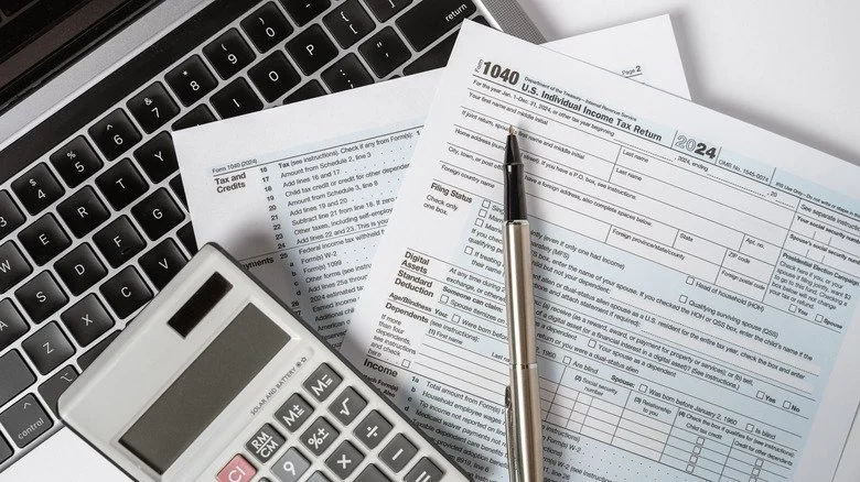 U.S. tax forms on laptop