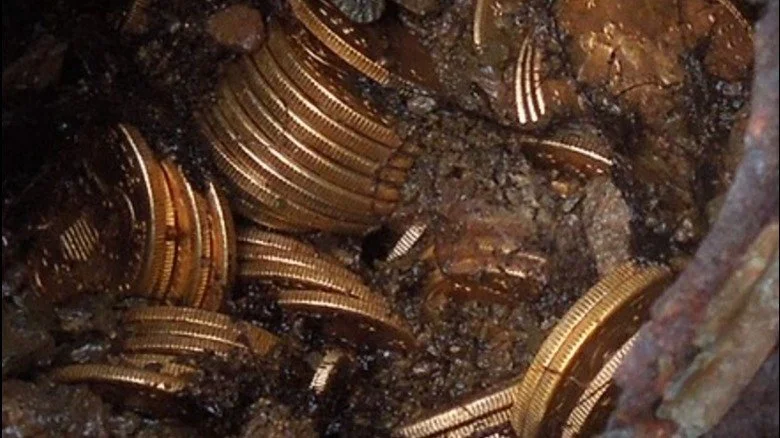 Pièces d'or découvertes dans le trésor Saddle Ridge en 2014