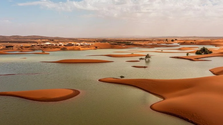 Lac saisonnier dans le Sahara marocain