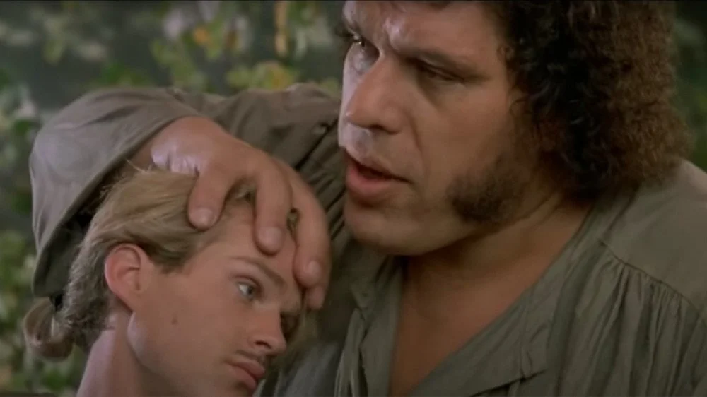 André le Géant avec Cary Elwes sur le tournage