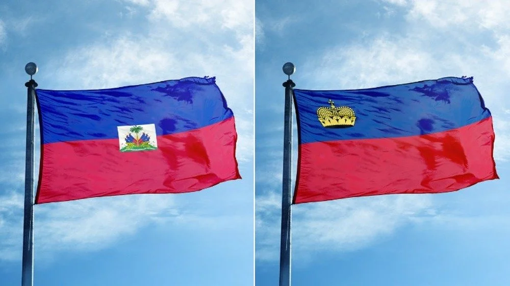 Drapeaux actuels d'Haïti et du Liechtenstein