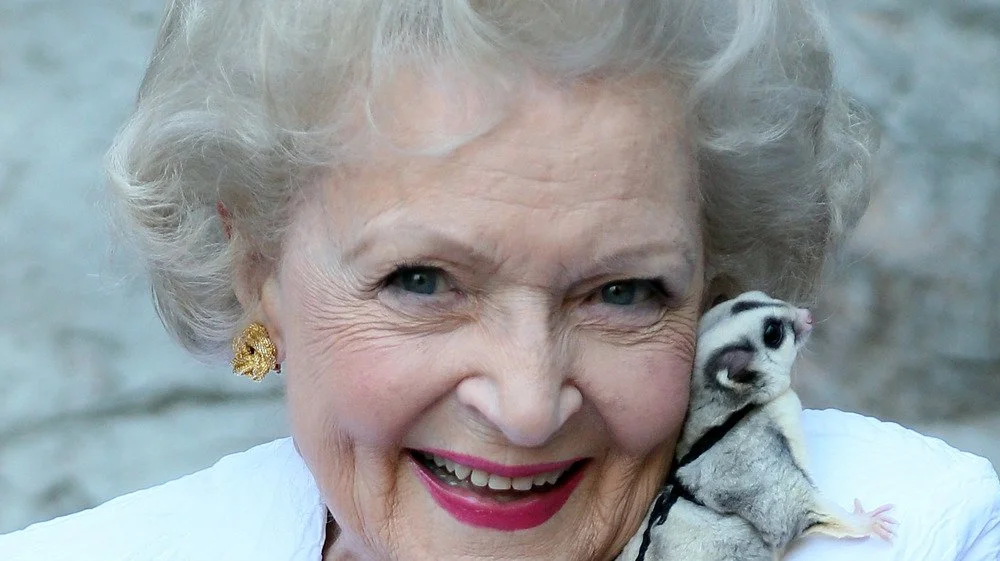 Betty White en train de câliner un animal