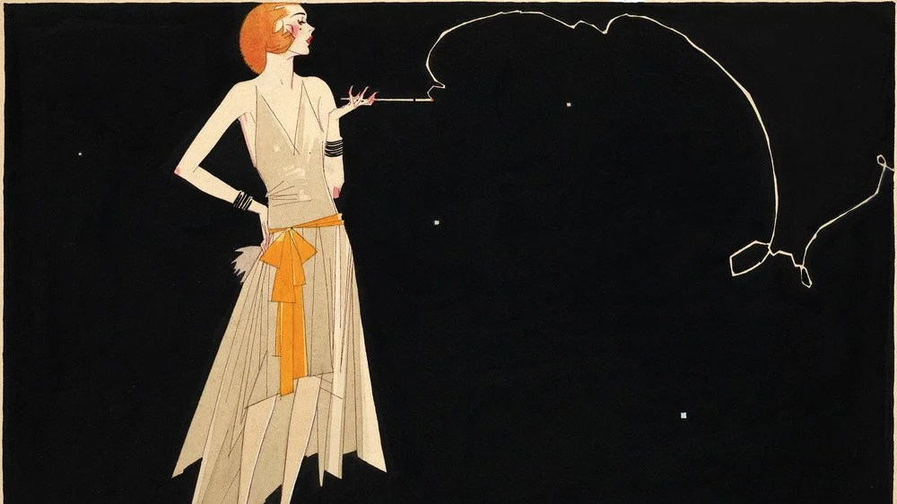 Illustration d'une flapper élégamment vêtue