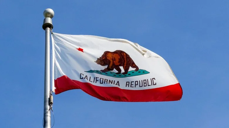 Drapeau de l'État de Californie flottant dans le vent