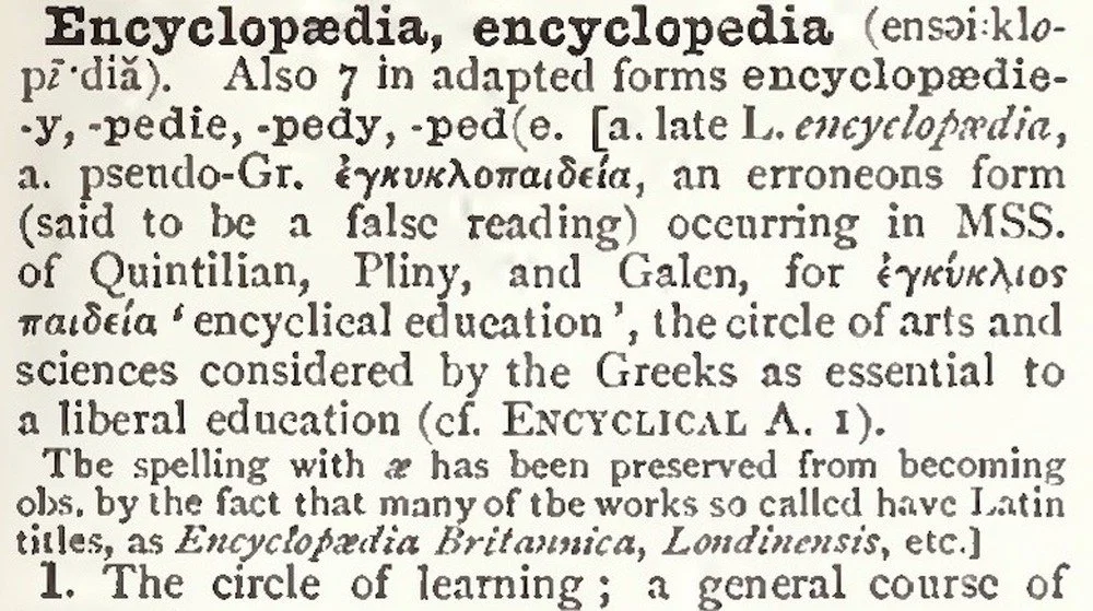 Une entrée de la première édition de l'Oxford English Dictionary