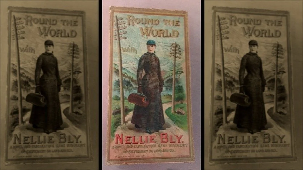 Boîte de jeu de 1890 représentant le voyage de Nellie Bly