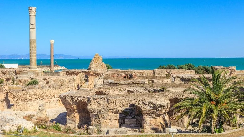 Ruines des thermes romains à Carthage, Tunisie moderne