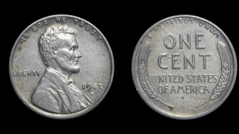 Recto et verso du penny Lincoln Wheat de 1943