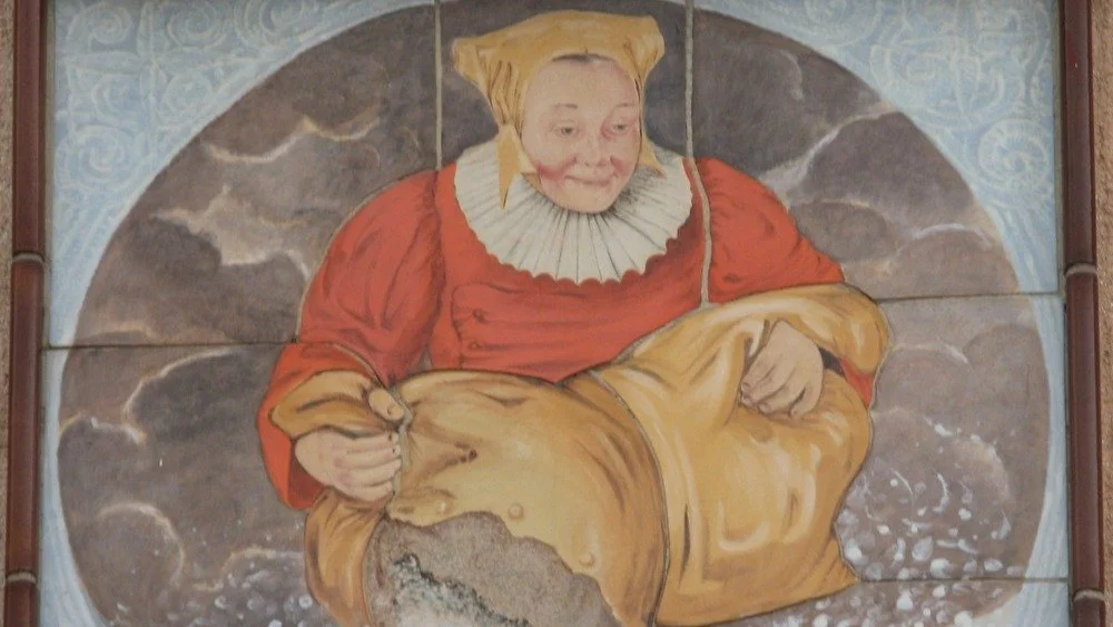 Frau Holle, ou Holda, vidant ses oreillers sous forme de neige