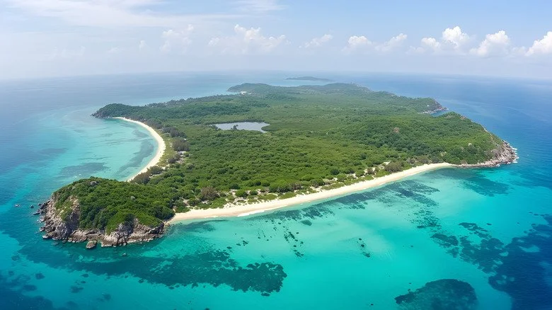 Vue aérienne de l'île North Sentinel