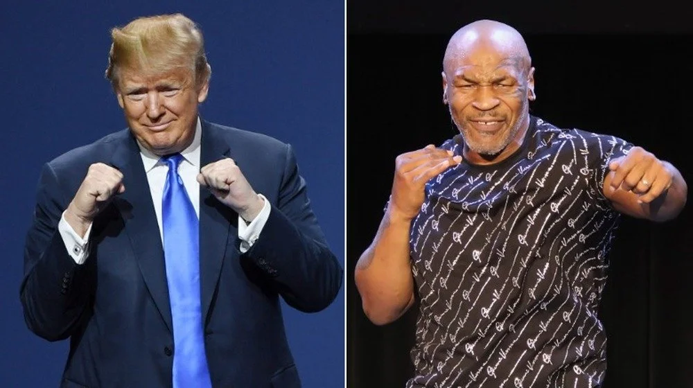 Donald Trump et Mike Tyson en posture de combat
