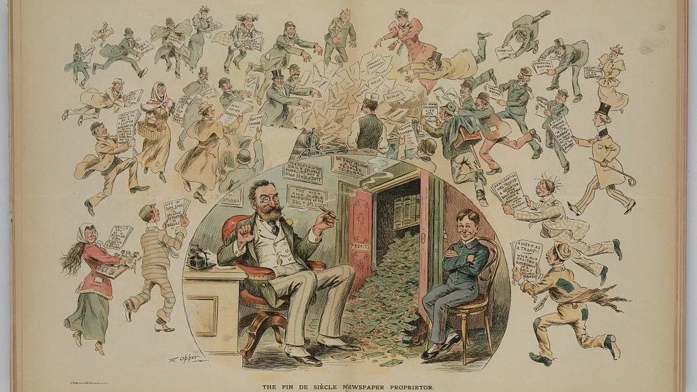 Dessin politique de 1894 représentant un éditeur de journal