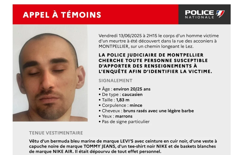 Appel à témoins après un meurtre mystérieux à Montpellier