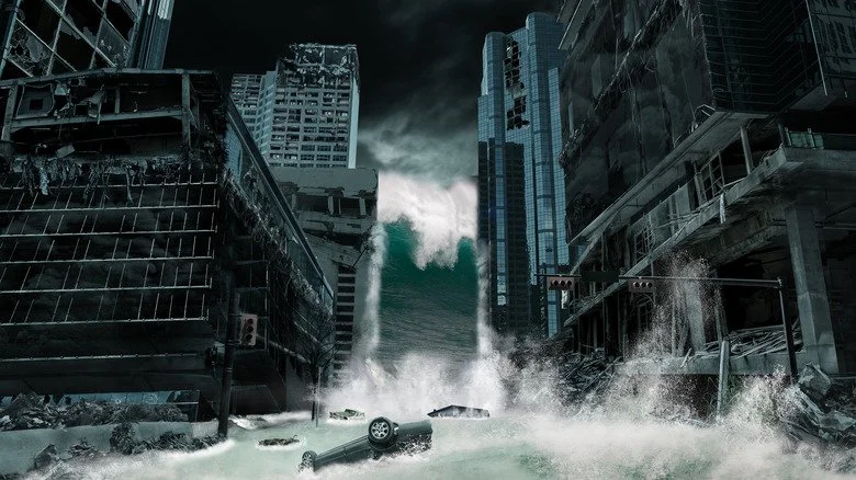 Inondation détruisant une ville