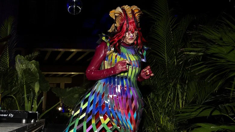 Bjork en costume spectaculaire lors d'un set DJ en 2024