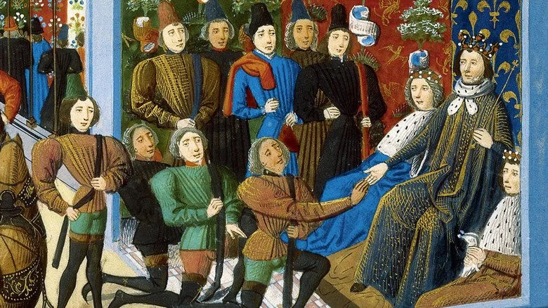 Dessin de Charles VI de France recevant des dignitaires étrangers