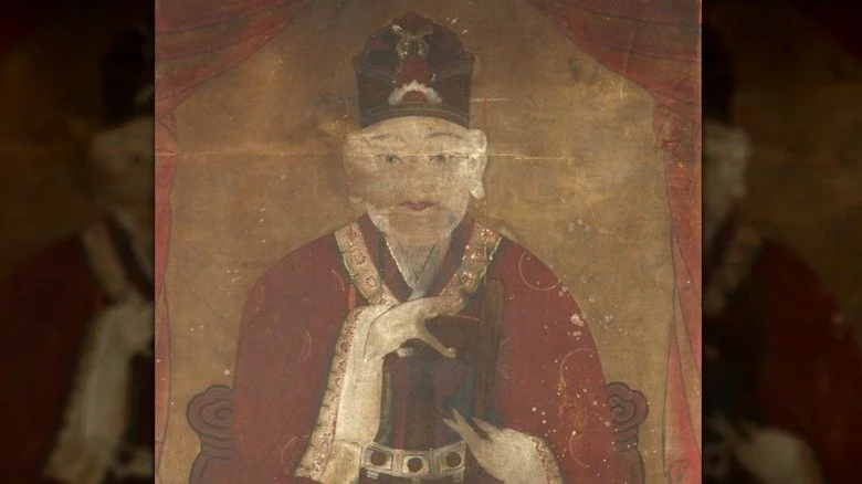 Portrait du prince héritier Sado de Corée tenant des objets