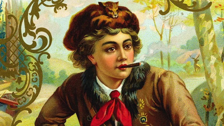 Davy Crockett enfant représenté dans un dessin sur boîte de cigares