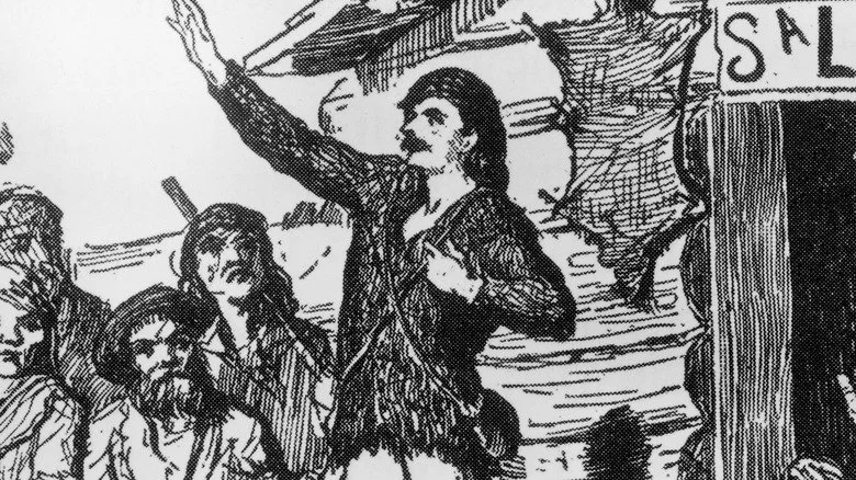 Illustration de Davy Crockett donnant un discours