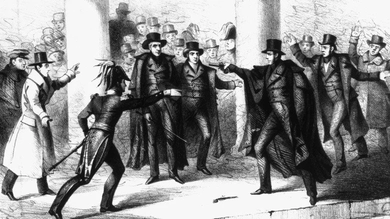 Portrait illustrant la tentative d'assassinat d'Andrew Jackson