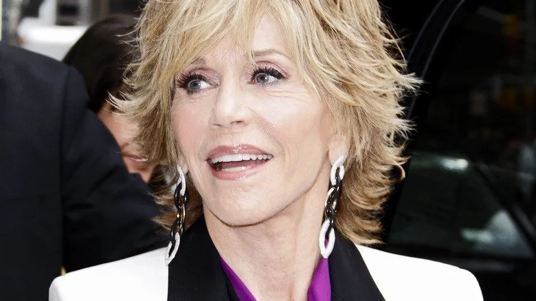Jane Fonda quittant une interview chez Letterman