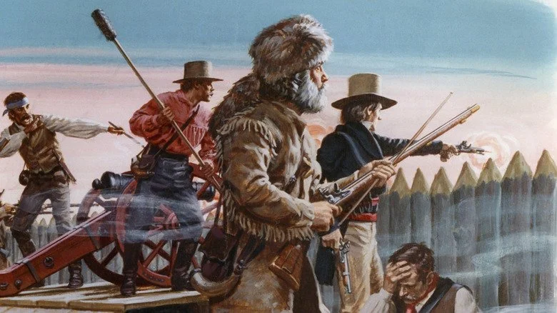 Peinture de Davy Crockett combattant à l'Alamo