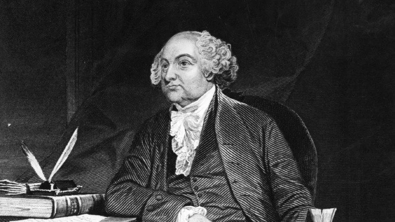 Illustration en noir et blanc de John Adams