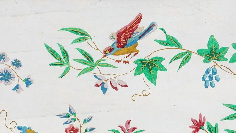 Papier peint japonais à motif d'oiseaux