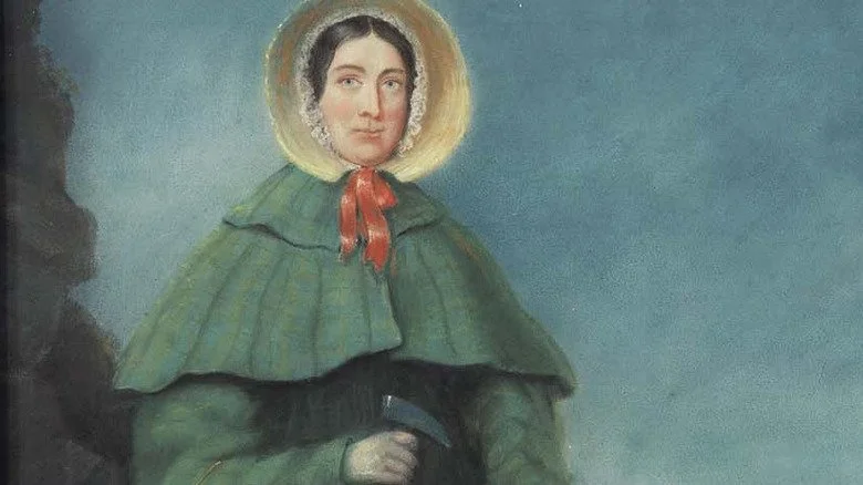 Portrait de Mary Anning au bord de la falaise