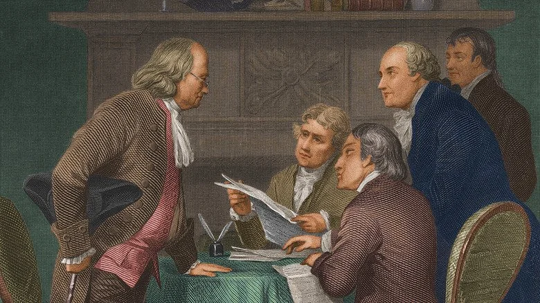 Les Pères Fondateurs discutant de la Déclaration d'Indépendance