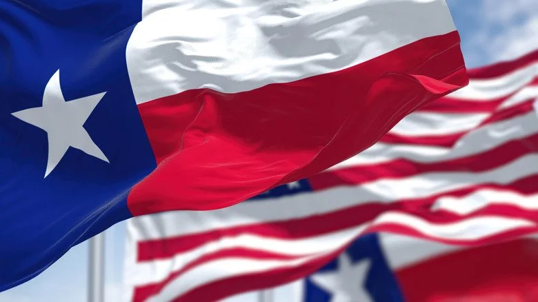Drapeau texan et drapeau des États-Unis