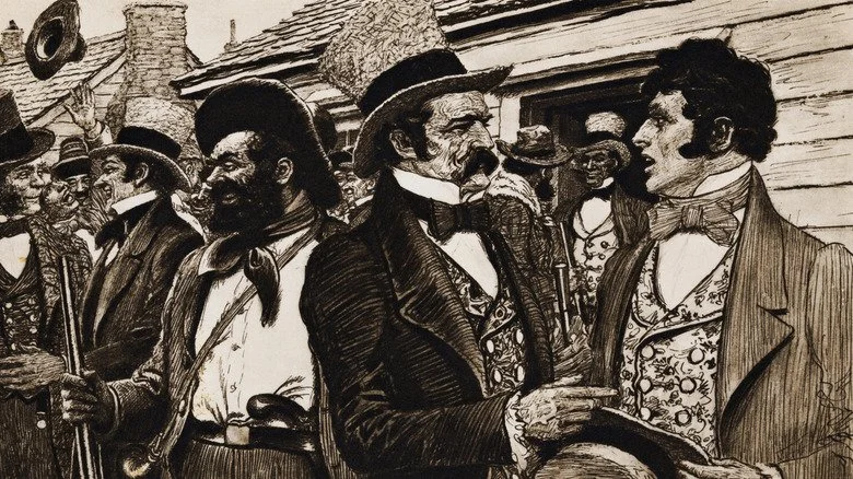 Illustration d'hommes texans célébrant la formation de la République du Texas