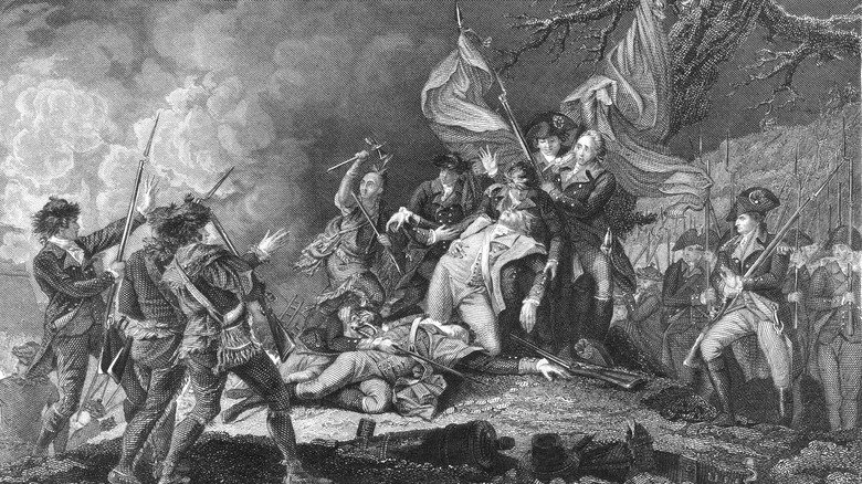 Colonists, redcoats, and natives clash