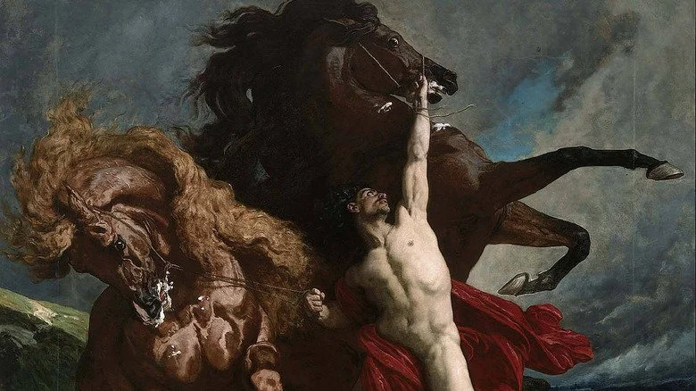 Automédon tenant les chevaux d'Achille