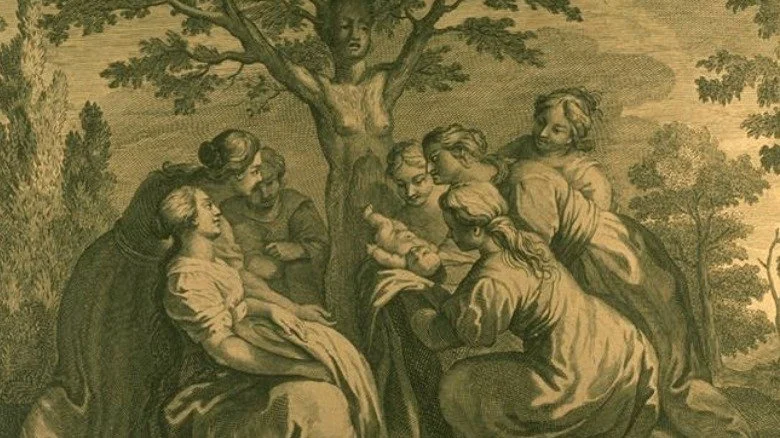 Foule assistant à la naissance d'Adonis