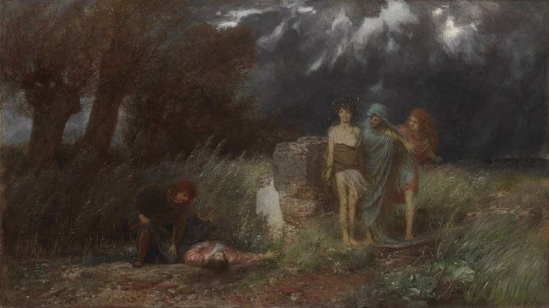 Trois Furies poursuivant un meurtrier, peinture d'Arnold Böcklin