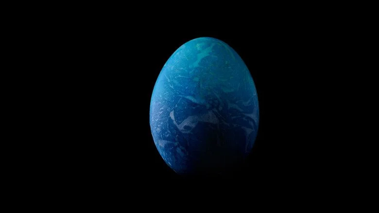 Œuf peint sur fond noir