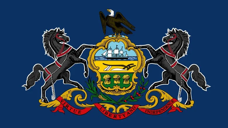 Gros plan sur le drapeau de l'État de Pennsylvanie