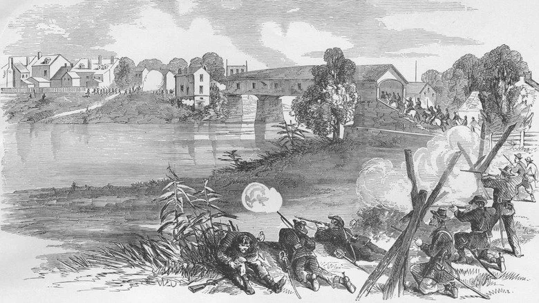 Gravure du raid confédéré dans le Kentucky