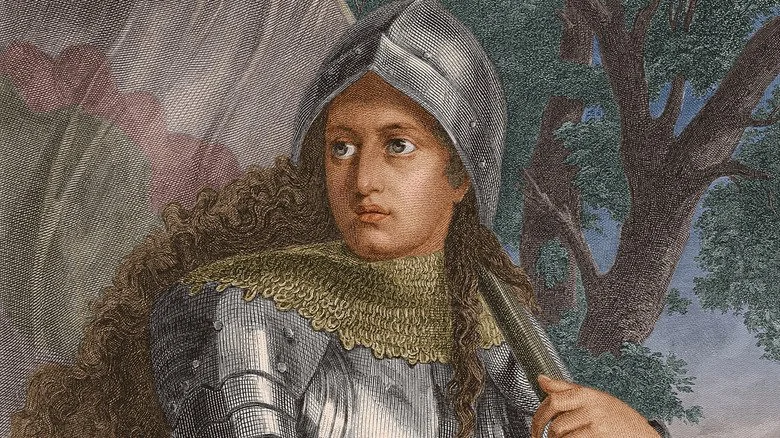 Gravure colorée de Jeanne d'Arc