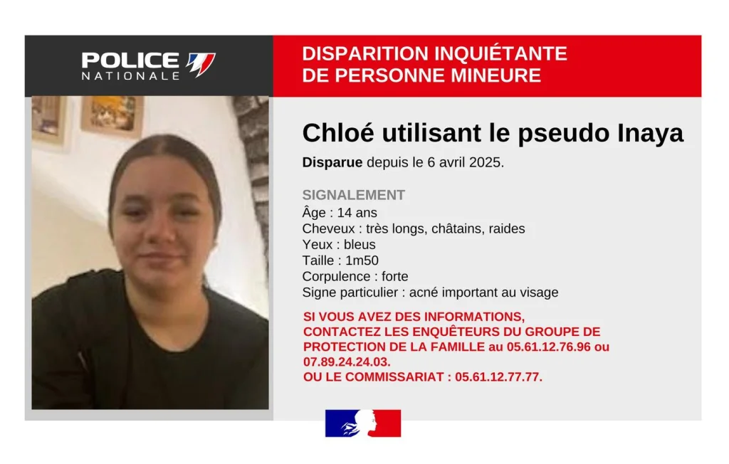 Disparition inquiétante de Chloé, 14 ans, près de Toulouse
