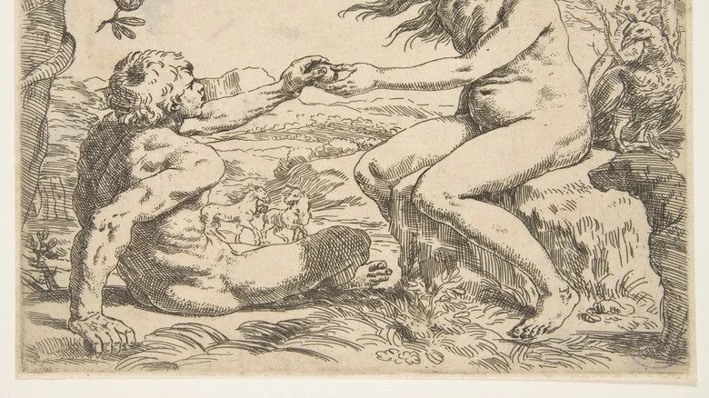 Gravure représentant Adam et Ève