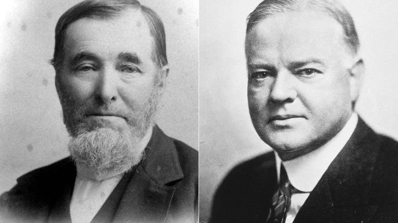 Portraits en noir et blanc d'Eli Hoover et Herbert Hoover